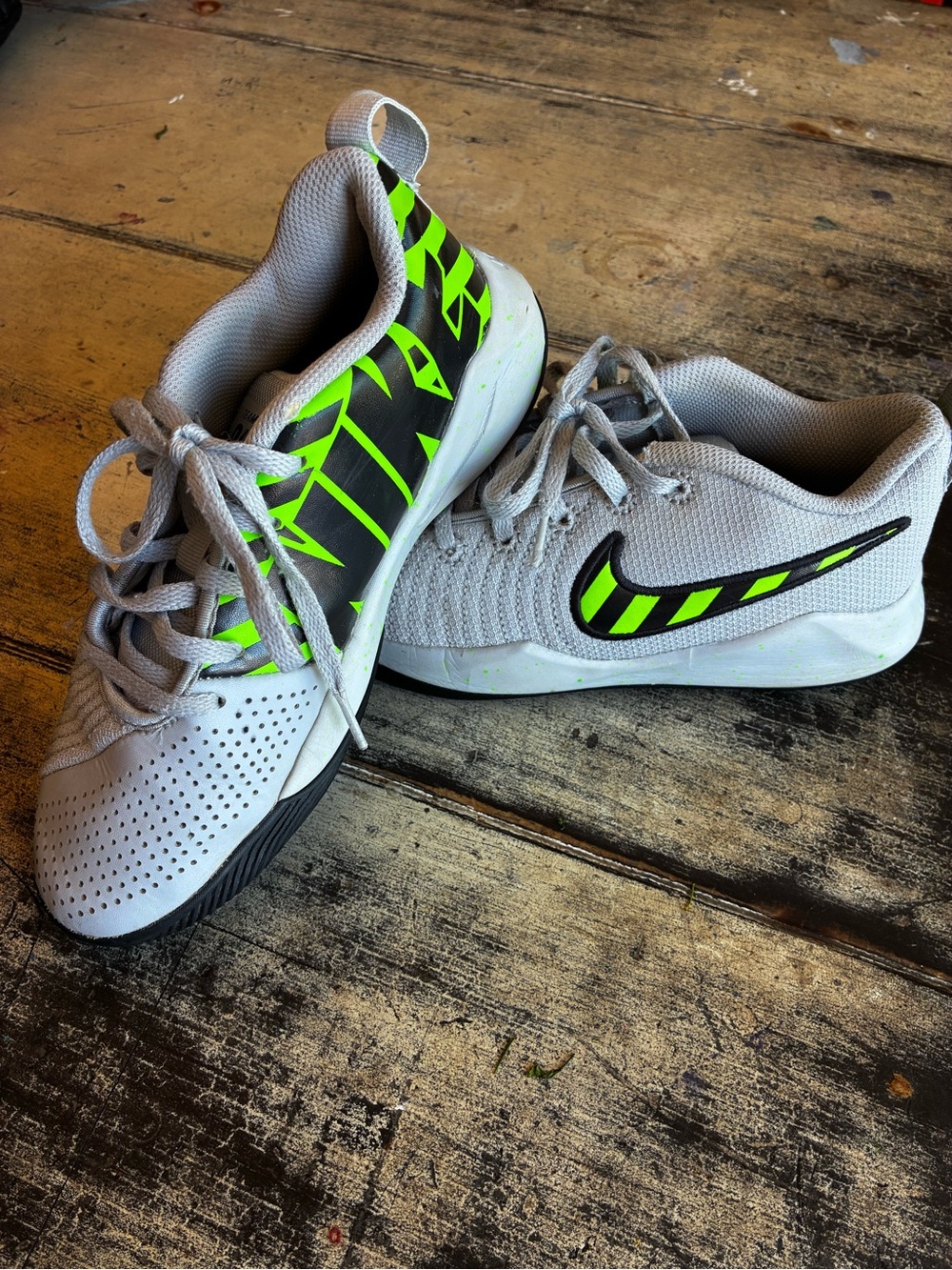 Nike Kids Gray Sneakers with Neon Green Accents